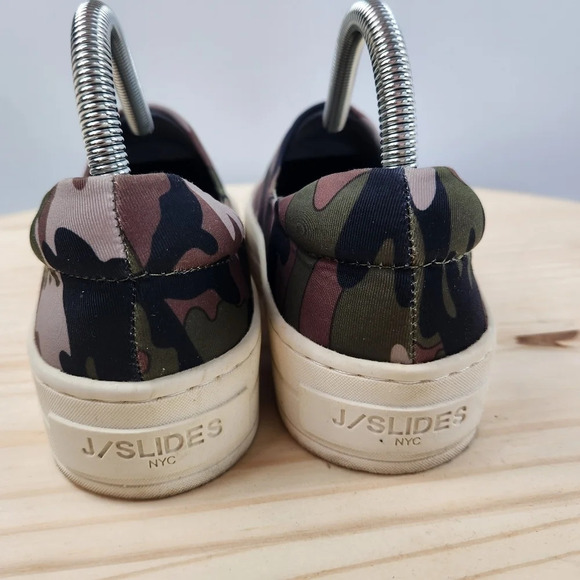 J/ Slides Harlow Slip-on Platform Sneaker In Green Camo Lycra. Platform Size 7.5 - Picture 10 of 12